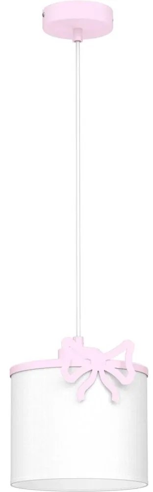 Detský luster na lanku SWEET 1xE27/15W/230V biela/ružová/mašľa