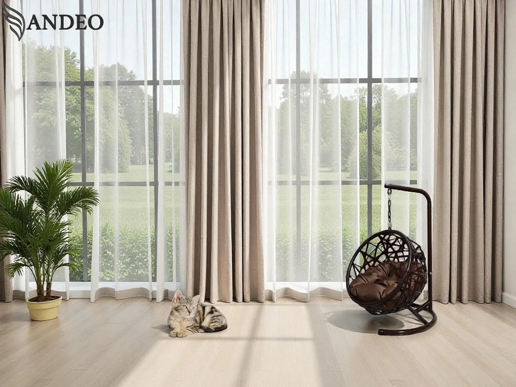 Závesné hojdacie kreslo pre mačky MOON - hnedé