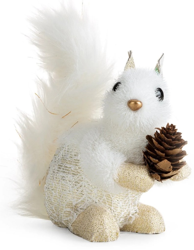 SADA 6KS VIANOČNÁ DEKORAČNÁ FIGÚRKA SQUIRREL 15CM BIELA