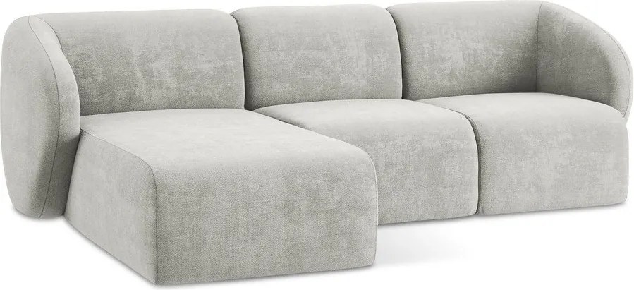 Svetlosivá ženilková rohová pohovka (ľavý roh/s leňoškou) Lani – Makamii