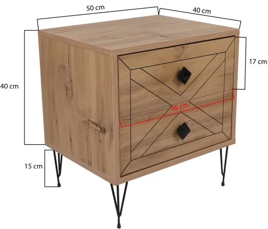 Nočný stolík LUNA 55x50 cm hnedá/čierna