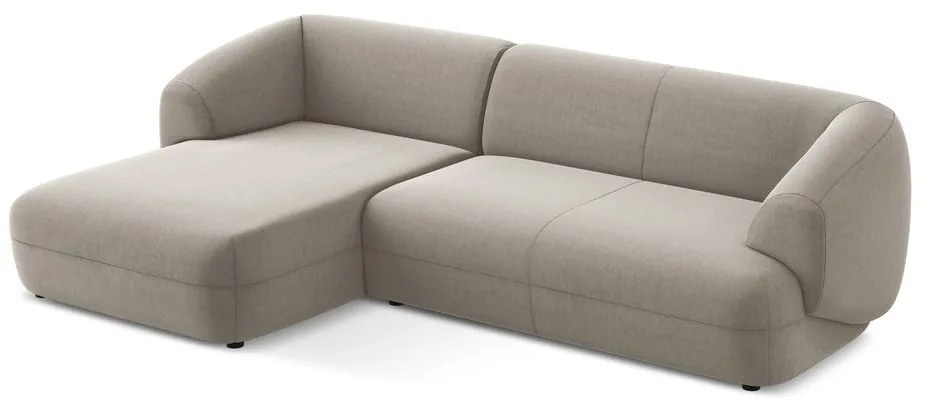 Béžová zamatová rohová pohovka (ľavý roh) Moana – Makamii