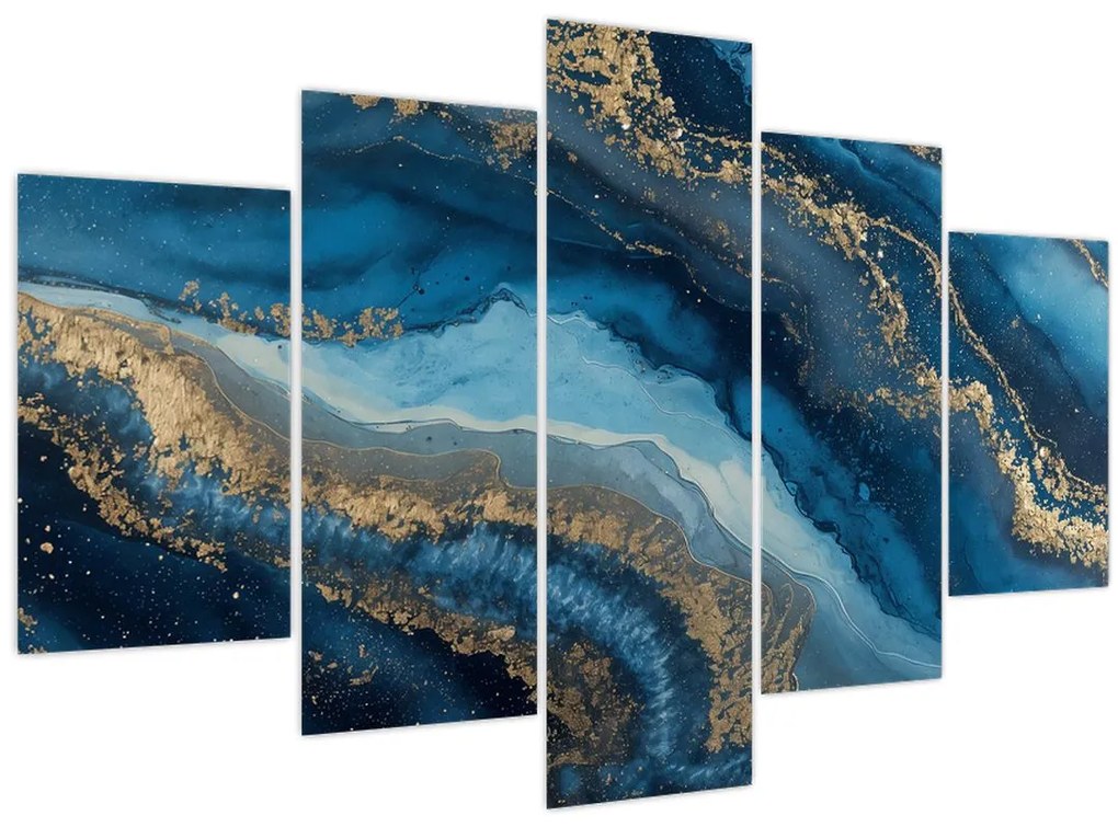 Obraz - Modrá mramorová abstrakcia (150x105 cm)