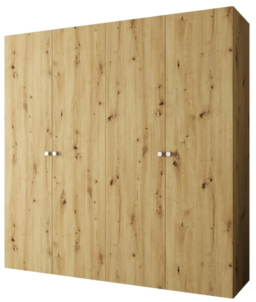 Šatníková skriňa 200 cm Parna 1 (dub artisan + strieborná). Akcia -19%. Vlastná spoľahlivá doprava až k Vám domov. 1125878