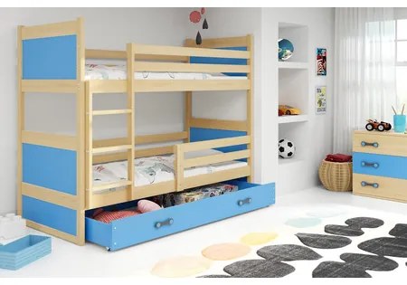 Detská poschodová posteľ RICO 190x80 cm Modrá Biela