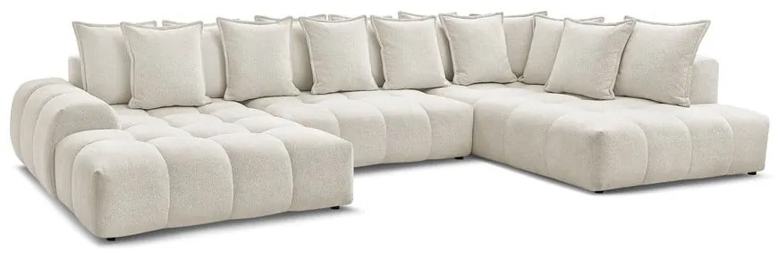 Biela ženilková rozkladacia/s úložným priestorom rohová pohovka (pravý roh/do tvaru "U") Everest – Bobochic Paris