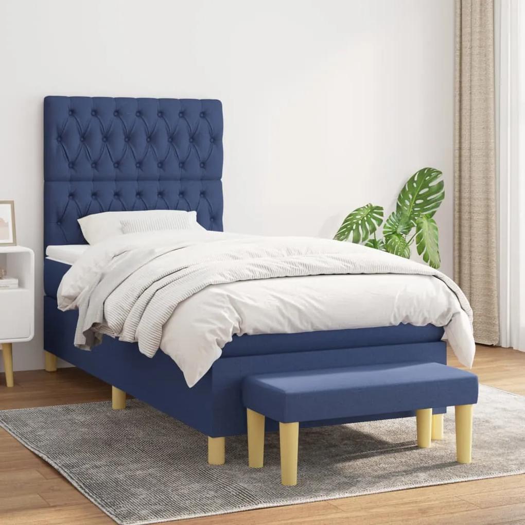 Boxspring posteľ s matracom modrá 100x200 cm látka 3137379