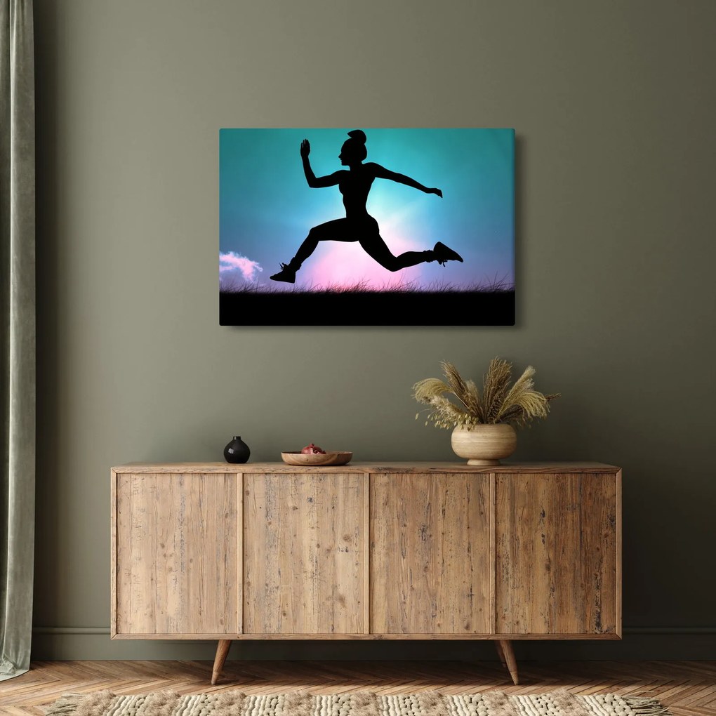 Obraz skákajúce siluety ženy (90x60 cm)