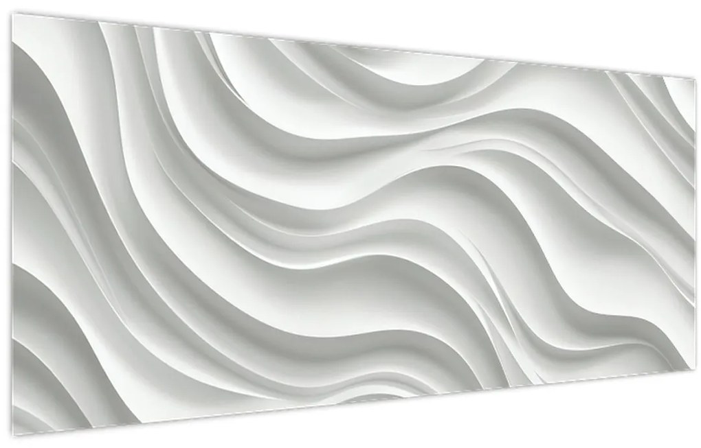 Obraz - 3D biele vlny (120x50 cm)
