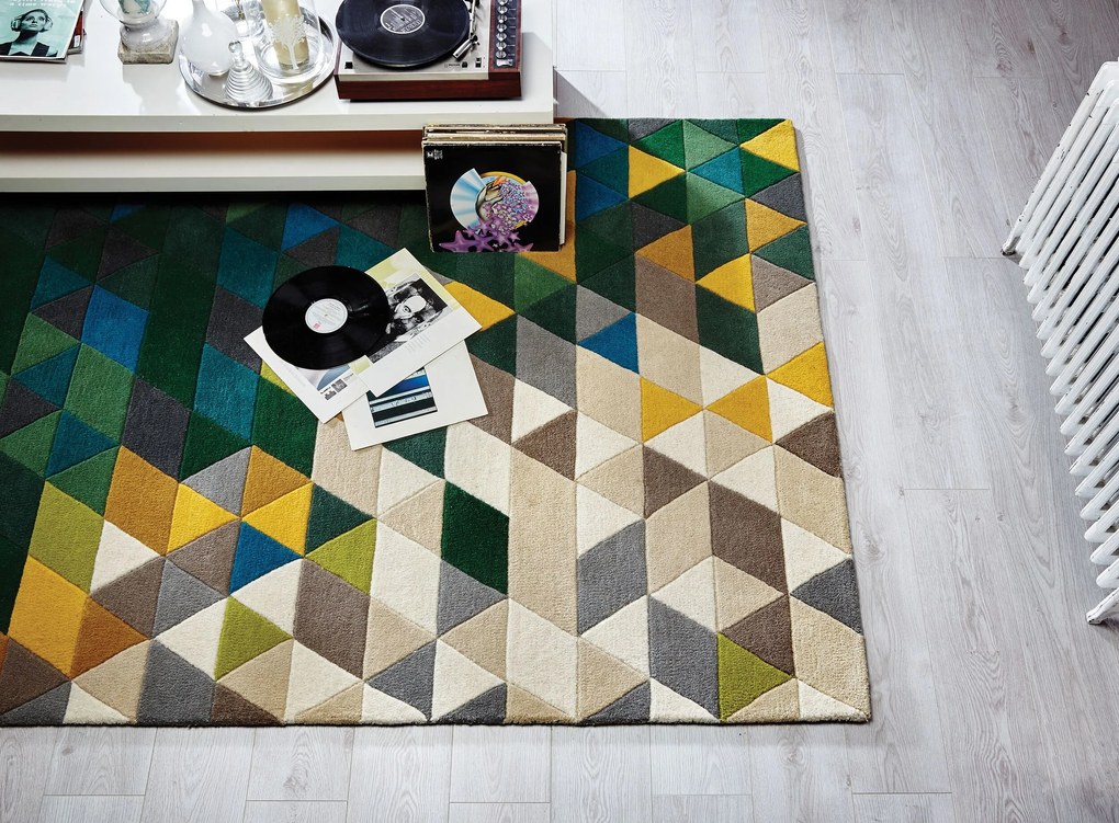 Flair Rugs, Ručne všívaný kusový koberec Illusion Prism Green / Multi, 200x290, viacfarebná, obývacia izba