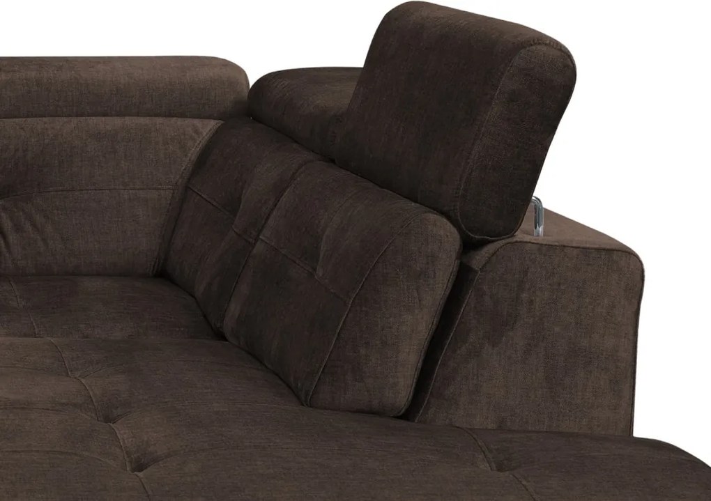 Rohová sedacia súprava Sergio, tmavo hnedá látka, pravý roh