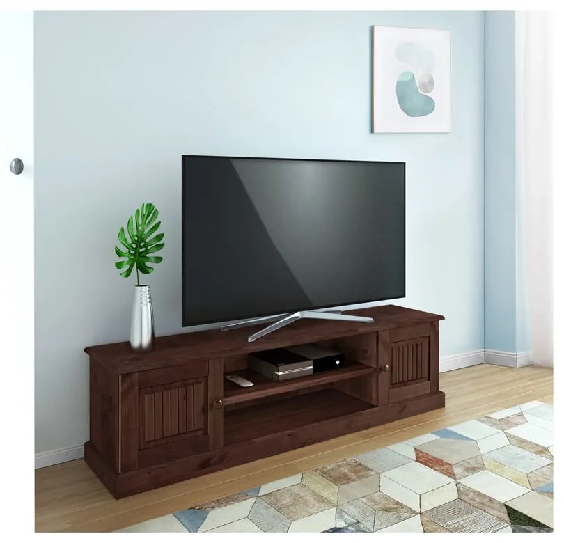 Hnedý TV stolík z borovicového dreva 45x40 cm Mille – Støraa