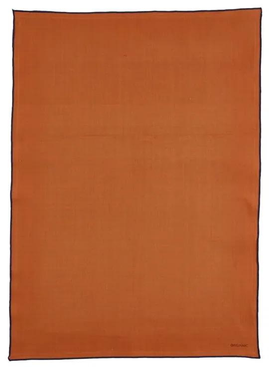Oranžová bavlnená kuchynská utierka Södahl Organic, 80 x 55 cm