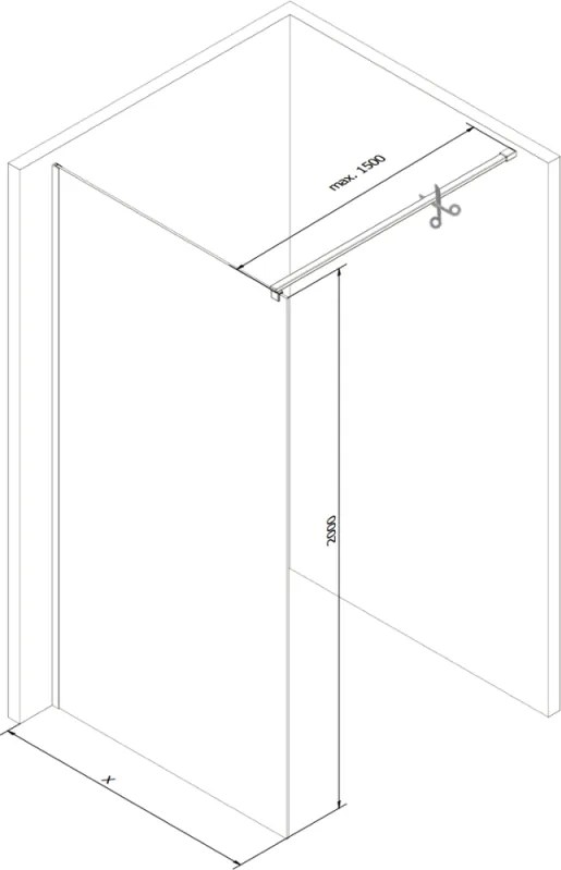 Mexen Kioto, sprchová zástena 100 x 200 cm, 8mm sklo s rebrovým vzorom, chrómový profil, 800-100-101-01-09