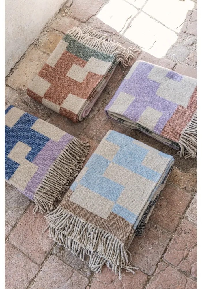 Ružovo-hnedá deka s prímesou vlny 130x190 cm Maze - Mette Ditmer Denmark