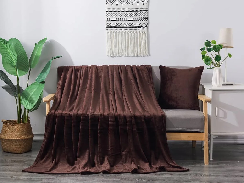 XPOSE® Mikroplyšová deka Exclusive - tmavo hnedá 200x230 cm