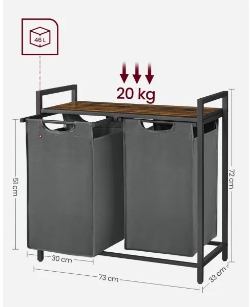 Kôš na bielizeň REX hnedá/sivá