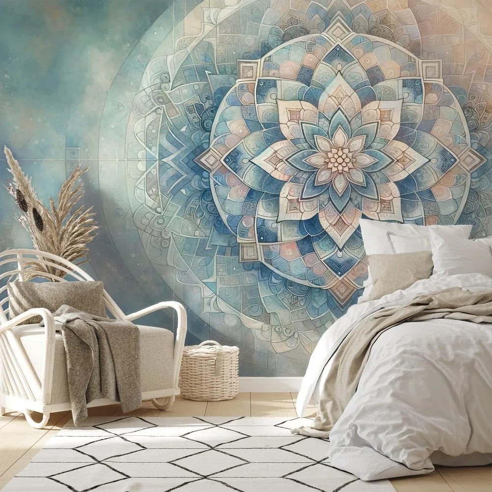 Samolepiaca tapeta mandala v pastelových tónoch