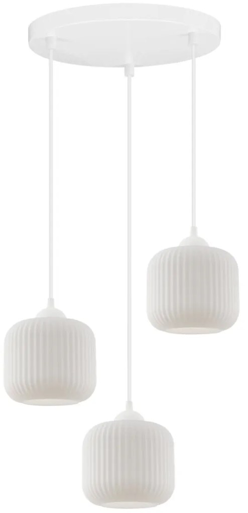 Závesné svietidlo Riffle, 3x biele sklenené tienidlo, w, o