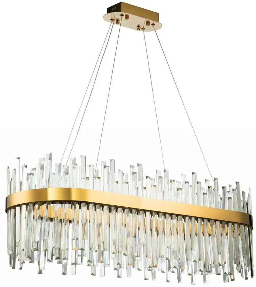 Toolight Toolight, LED krištáľové svietidlo 80x35 cm, APP1513-CP80, zlatá matná, OSW-03260