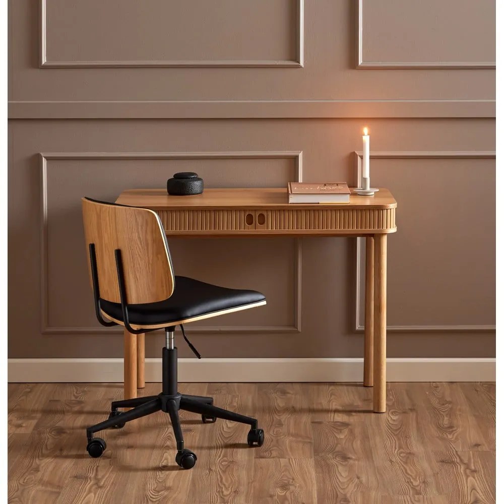 Čierna kancelárska stolička z imitácie kože Owen – Actona