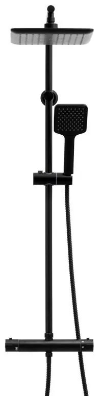 Sprchová termostatická súprava DODO - čierna - hlavica 23x23 cm