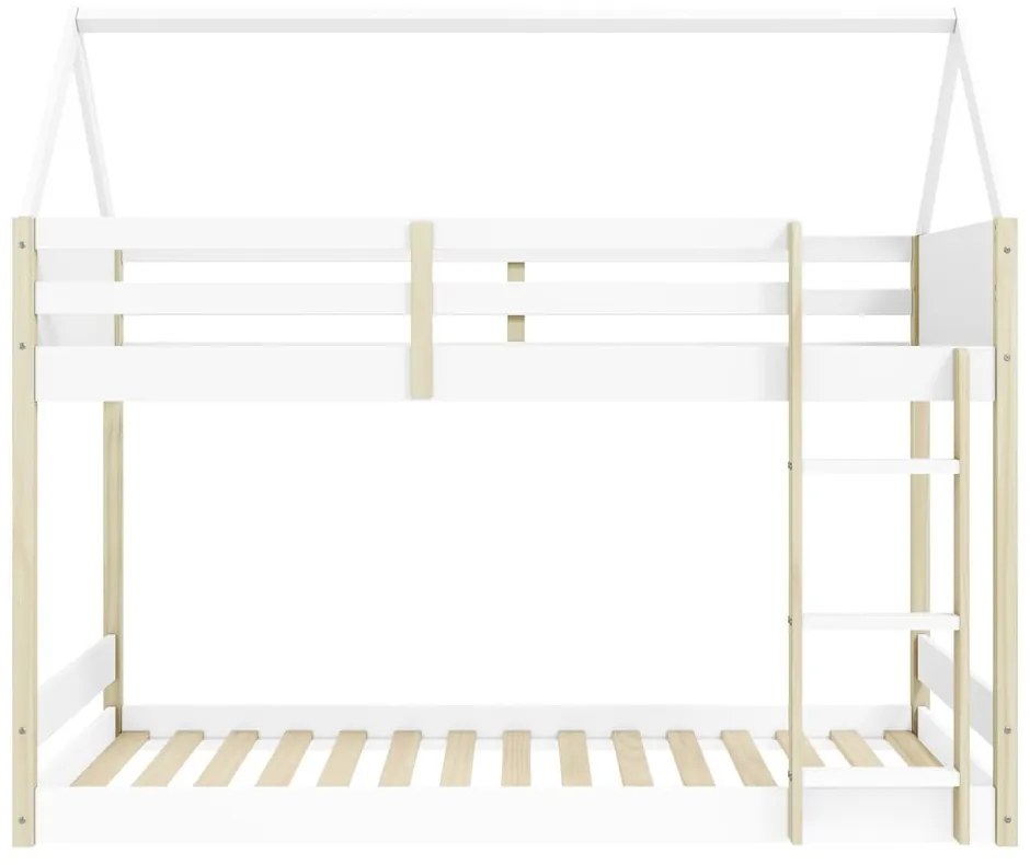 Domčeková poschodová detská posteľ v bielo-prírodnej farbe 90x190 cm Valka – Marckeric