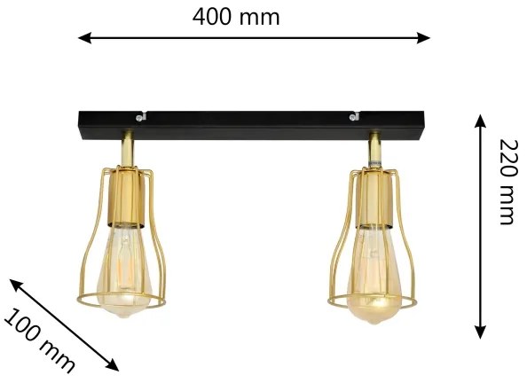 Bodové svietidlo TUBE 2xE27/15W/230V zlatá/čierna