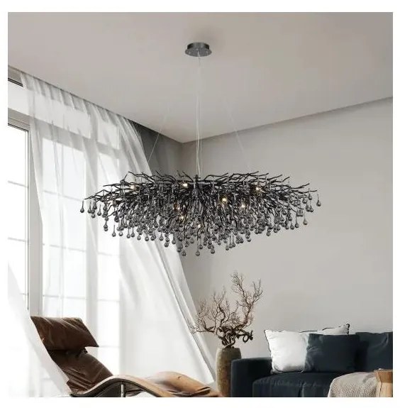 Paul Neuhaus 2031-18 - Závesný luster na lanku ICICLE 15xG9/40W/230V 75x150 cm čierna