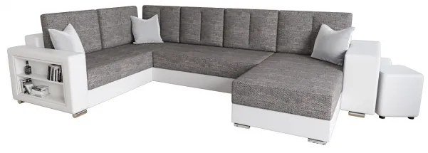 Priestranná elegantná sedačka z ekokože KAMONA - sivá / biela