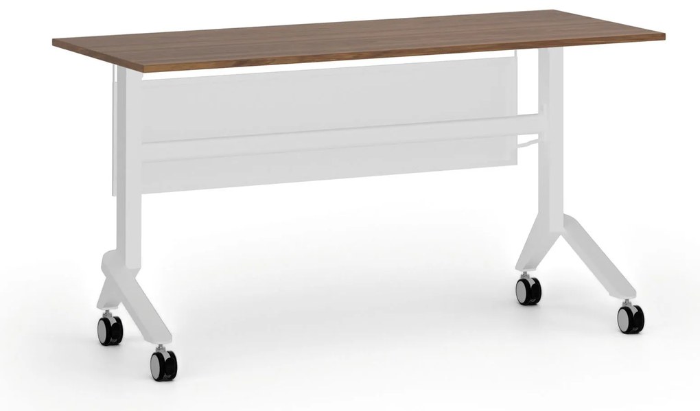 Mobilný stôl PRIMO MOVE, 140x60 cm, biela podnož, orech