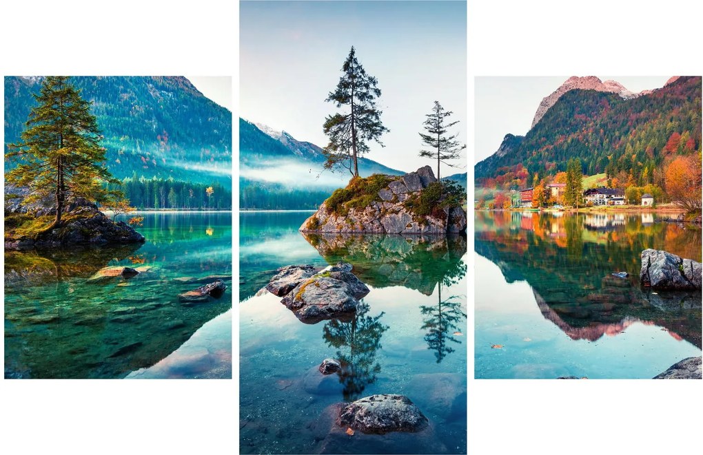 Obraz - Jazero Hintersee, Bavorské Alpy, Rakúsko (90x60 cm)