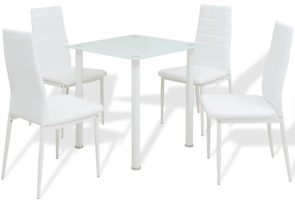 vidaXL 5-dielna jedálenská súprava, stôl a stoličky, biela
