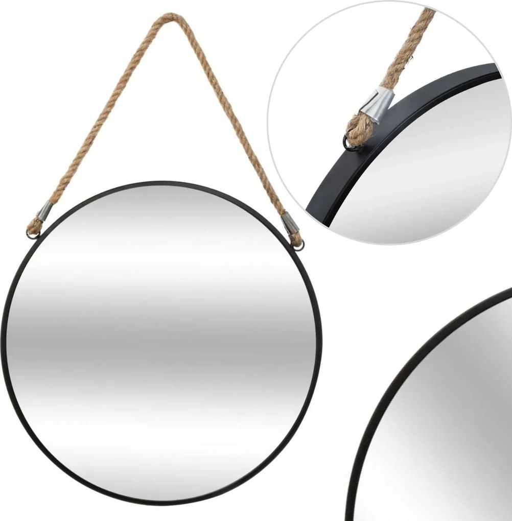 Závesné zrkadlo Round1, čierne