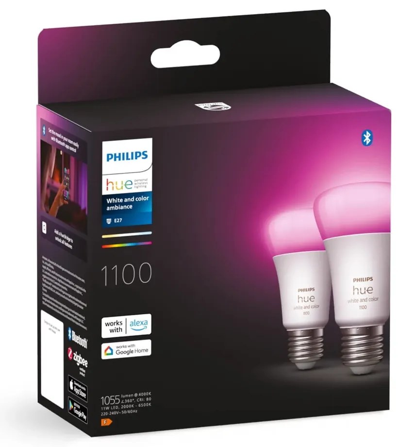 LED žiarovky v súprave 2 ks E27, 11 W White and color ambiance – Philips Hue