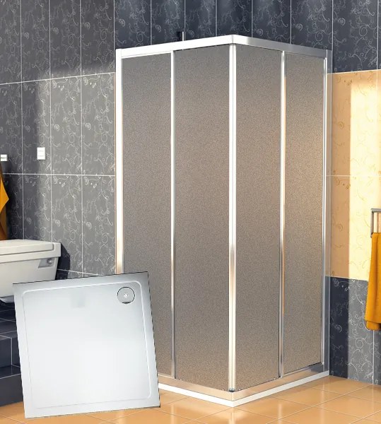 SanSwiss ECOAC 0900 50 22 Sprchovací kút štvorcový 90 × 90 cm, aluchrom / durlux vrátane sprchovej vaničky z liateho mramoru