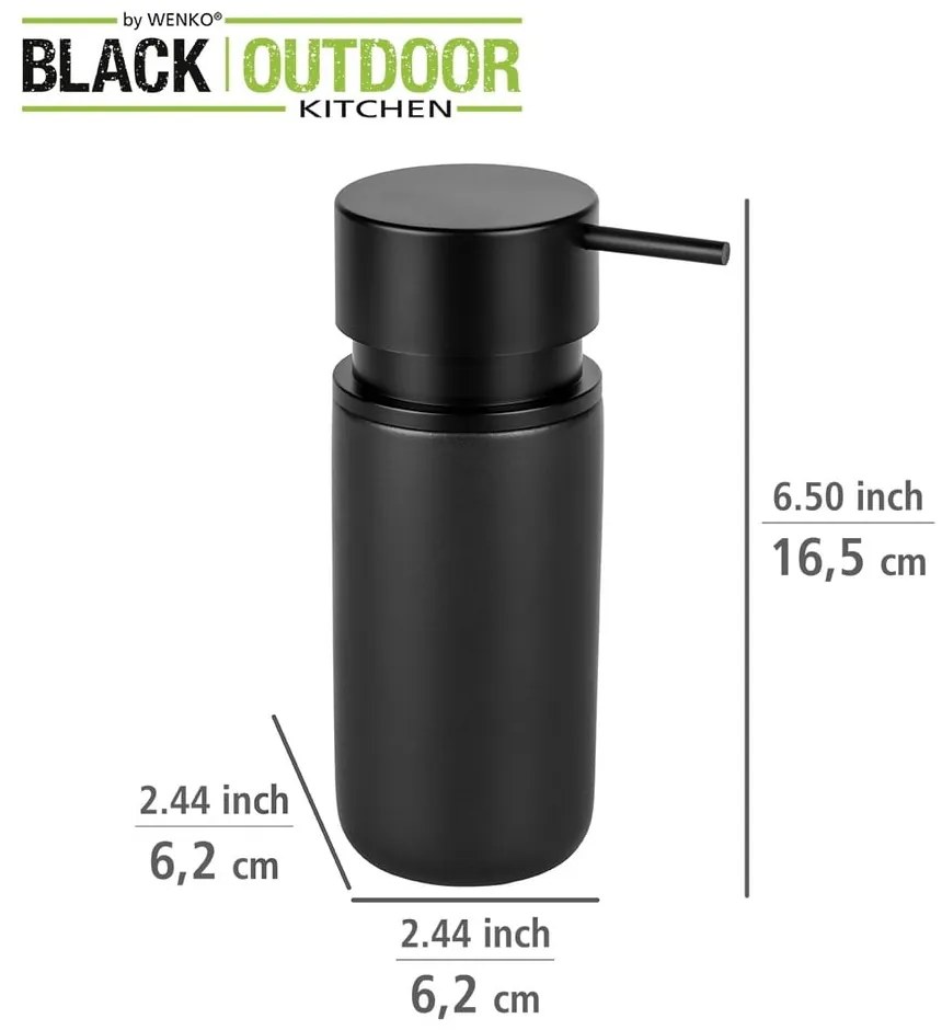 Čierny keramický dávkovač mydla Wenko Black Outdoor Kitchen Silo