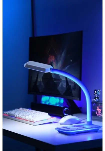 Immax 08988L - LED RGBW Stmievateľná stolná lampa s Qi nabíjaním 30W/230V biela