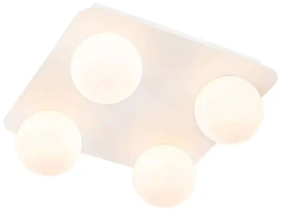 Moderné kúpeľňové stropné svietidlo biele hranaté 4-svetlo - Cederic | BIANO