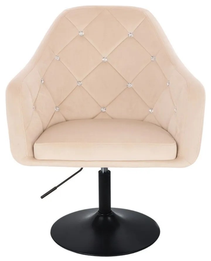 LuxuryForm DESIGN Kreslo ROMA VELUR na čiernom tanieri - krémové