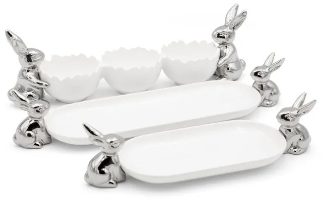 Dekoratívny podnos EASTER 157 biely / strieborný