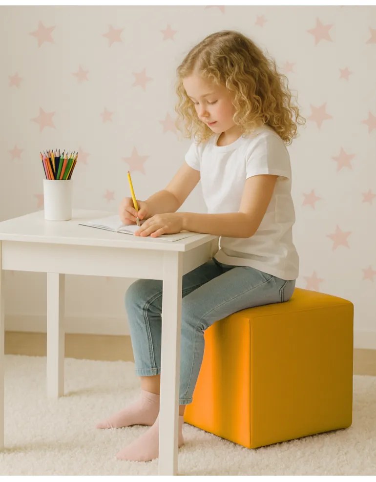 Sedací vak taburetka kocka žltá EMI