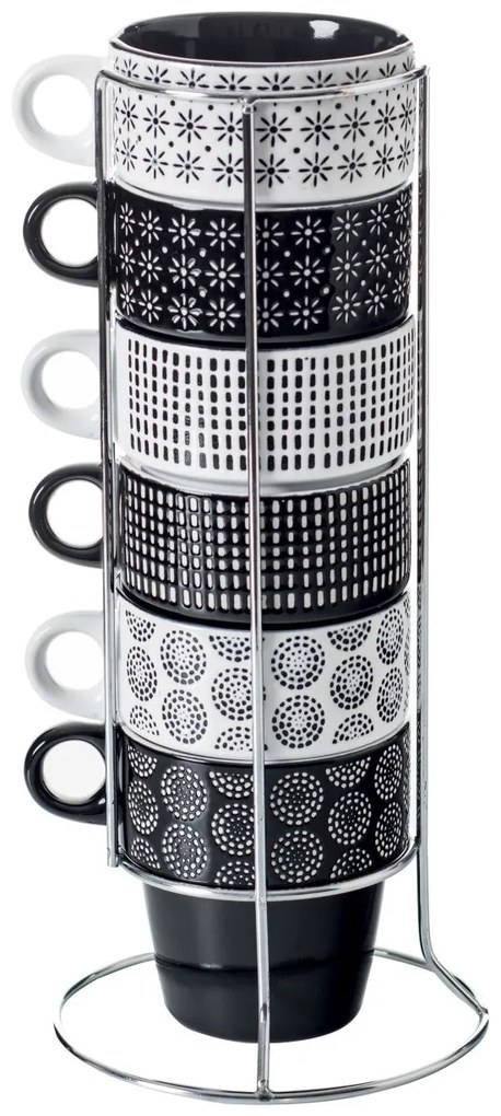 Keramický hrnček so stojanom Ethnik 260 ml sada 6ks