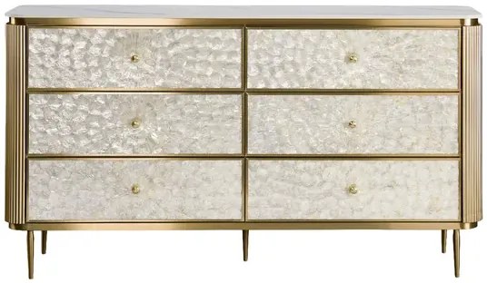 Komoda Stilig 160 cm slonovinová/zlatá