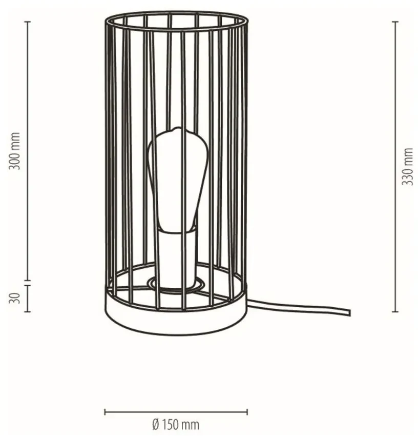 Timeo Stolná lampa 1xE27 Max.25W Sivá morená borovica/čierna