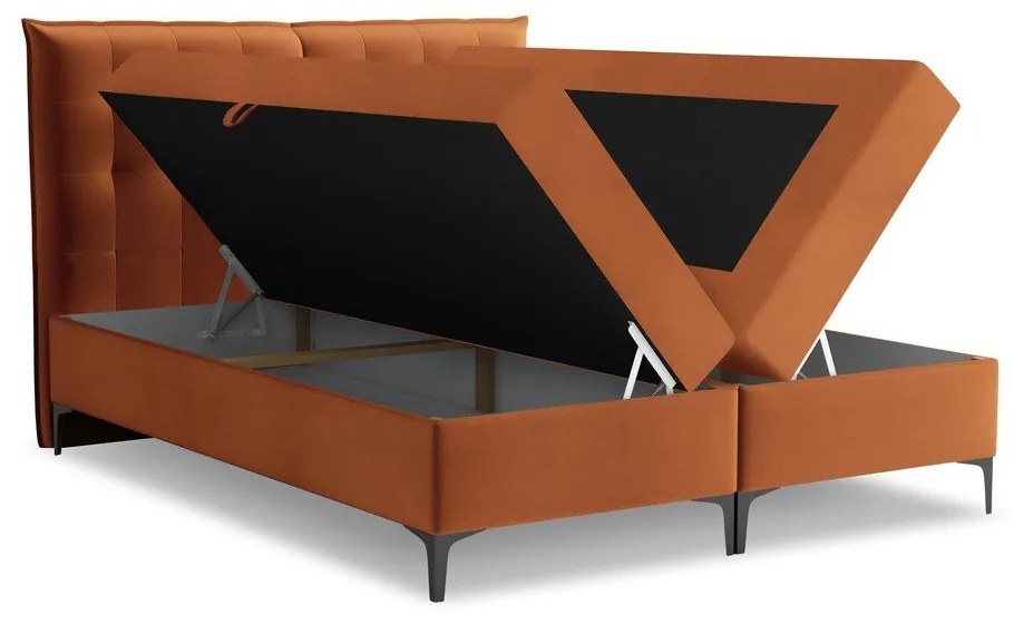 Terakotová boxspring posteľ s úložným priestorom 160x200 cm Mikana – Makamii