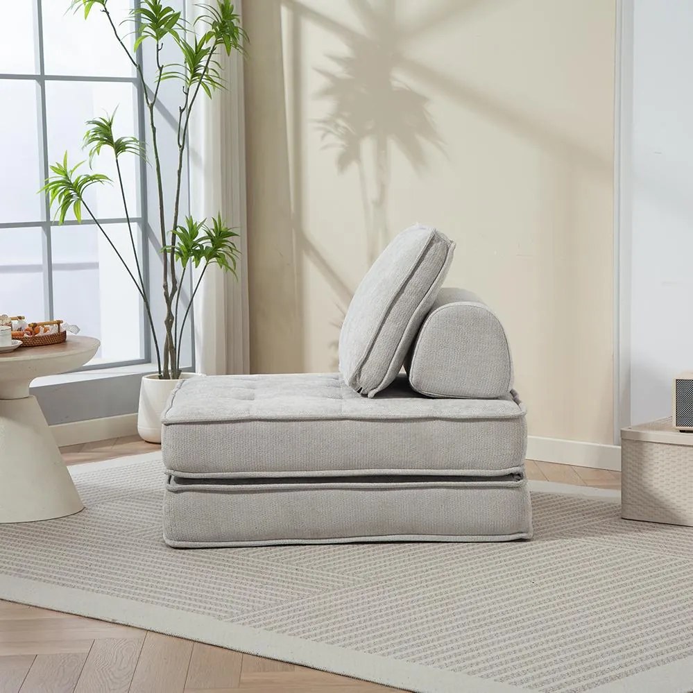 Rozkladacia penová sofa CALMERO - svetlo sivá