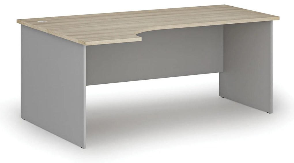 Rohový kancelársky písací stôl PRIMO GRAY, 180x120 cm, ľavý, sivá/dub prírodný
