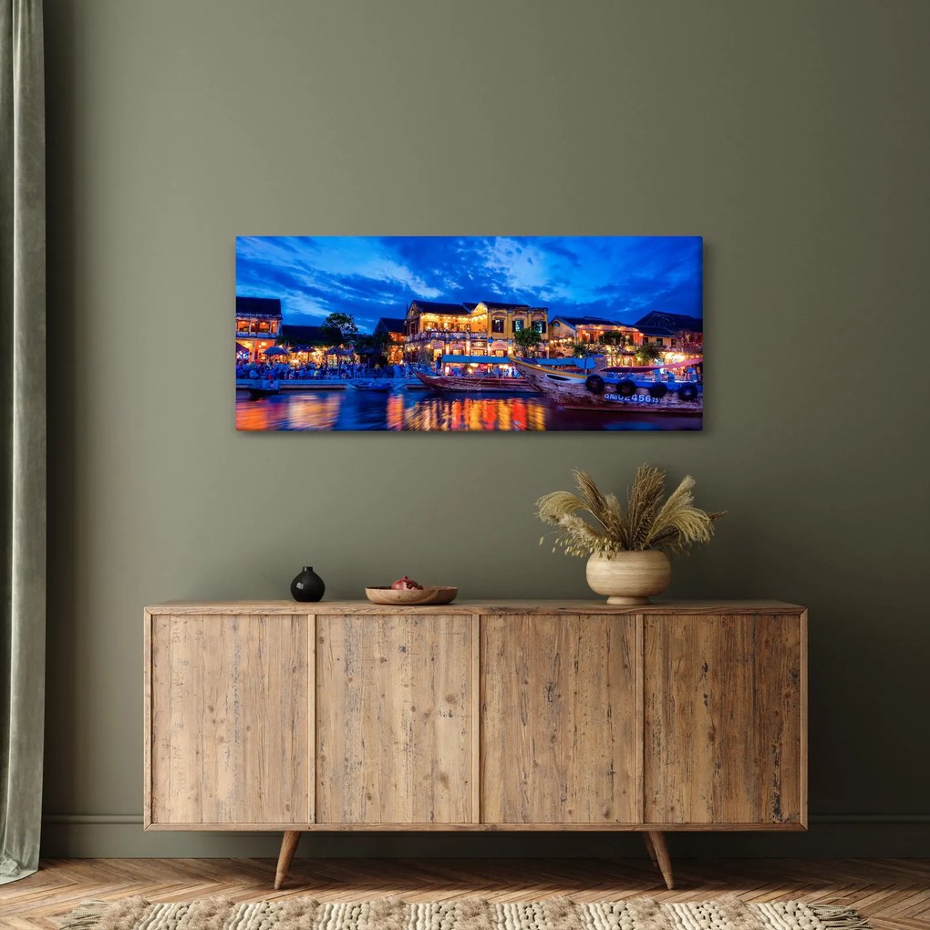 Obraz nočného mesta Hoi An, Vietnam (120x50 cm)