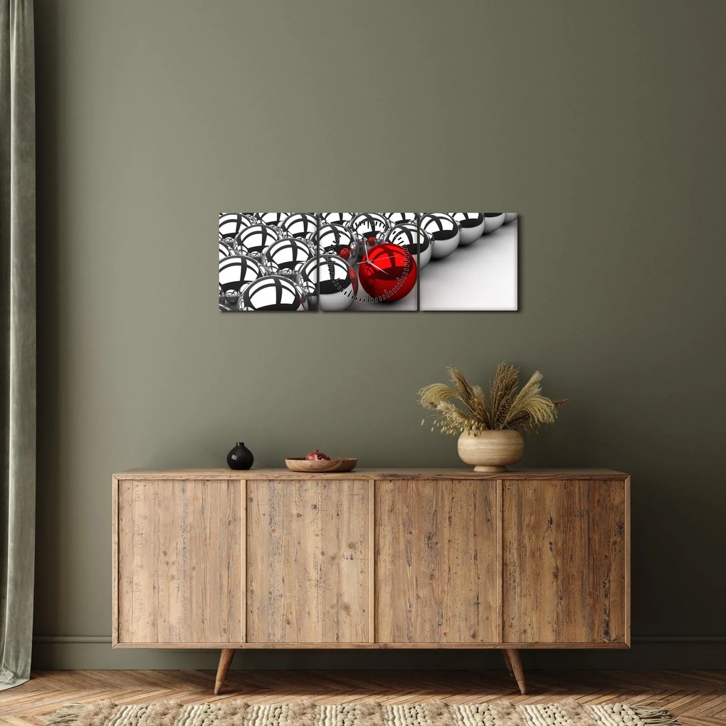 Obraz lesklých gulí (s hodinami) (90x30 cm)